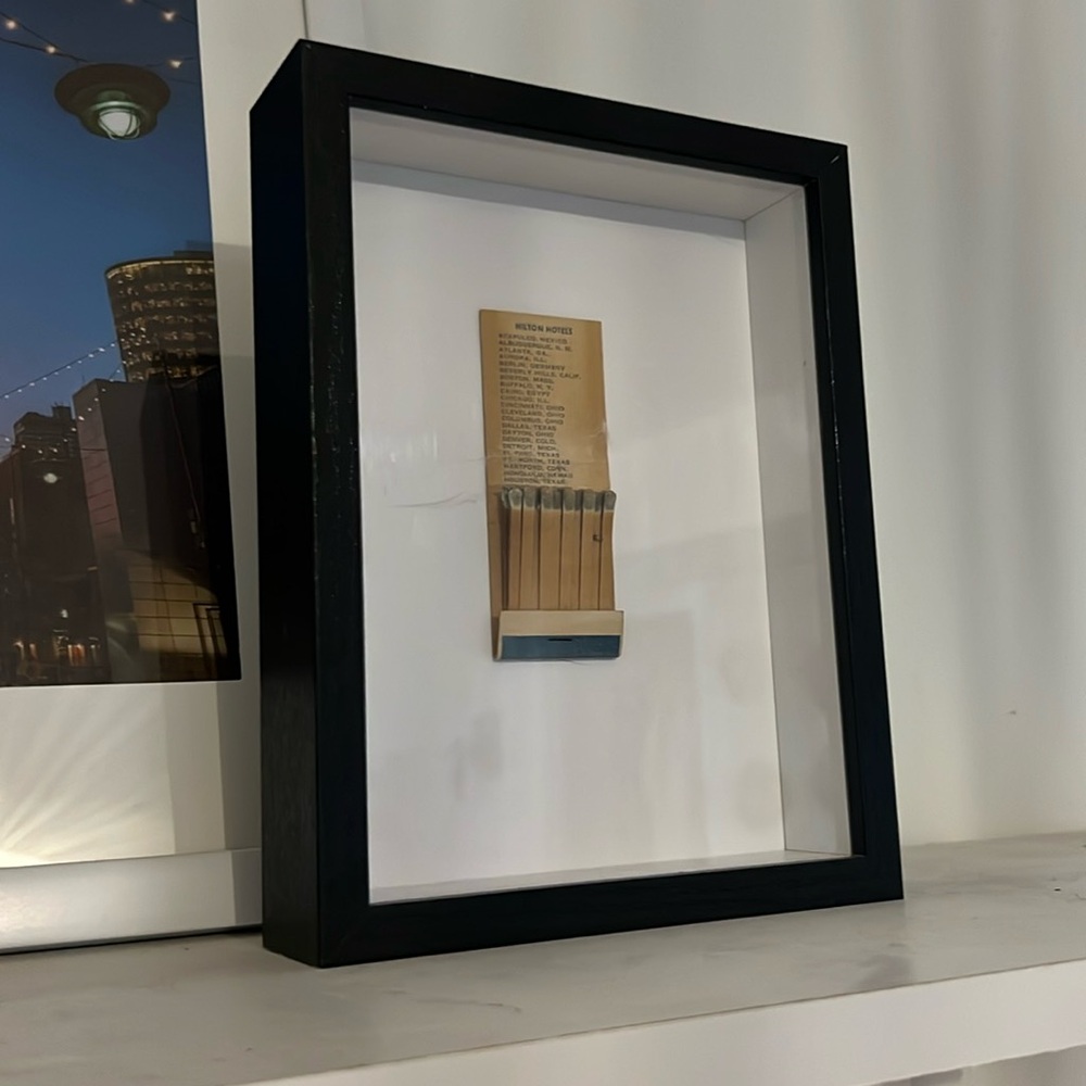 Vintage match book wall decor shadow box